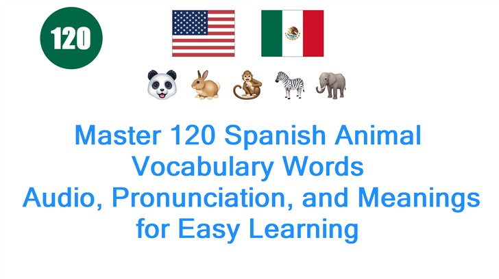 Master 120 Spanish Animal Vocabulary Words: Audio, Pronunciation, and Meanings for Easy Learning